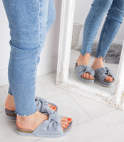 Klapki damskie z kokardą Pinkai W004 Niebieskie