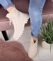 Botki damskie N/M HY288-G Beżowe