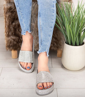 Klapki damskie Shoesita JS-5049 Srebrne