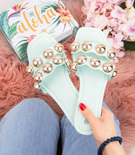 Klapki damskie N/M F-04-01 Zielone