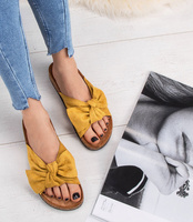 Klapki damskie z kokardą Bello Star S67 Żółte