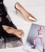 Czółenka damskie Ideal Shoes P-6344 Szampańskie