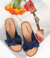 Klapki damskie z kokardą Bello Star S67 Granatowe