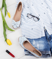 Balerinki damskie Ideal Shoes M-8805 Niebieskie