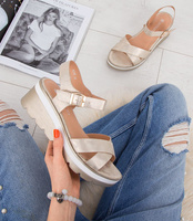 Sandałki damskie Shoesita 6295 Złote