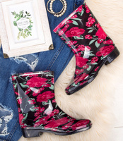 Kalosze damskie Lano ANX-01 Red 3 Flower