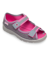 Sandałki dziecięce Befado 969X126 Szaro-Różowe