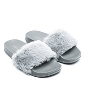 Klapki damskie z futerkiem Abloom 8068 Szare