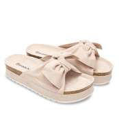 Klapki damskie z kokardą Pinkai W004 Beżowe