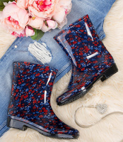 Kalosze damskie Lano ANX-01 Red 2 Flower