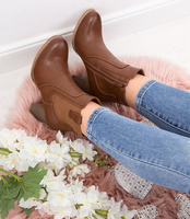 Botki damskie Super Mode 3654 Brązowe