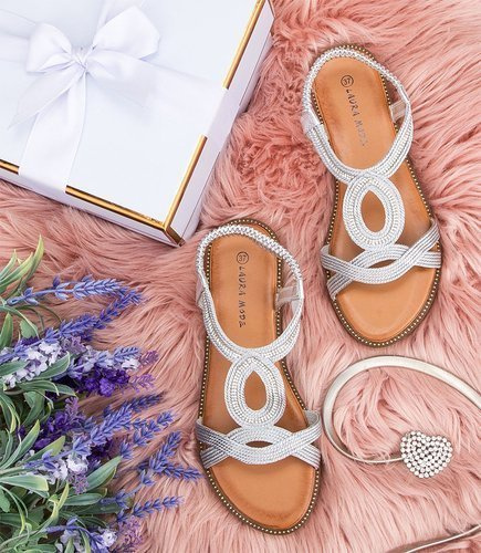 Sandałki damskie Laura Mode F-41 Srebrne