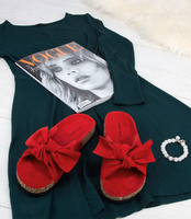 Klapki damskie z kokardą Laura Mode WL020 Czerwone