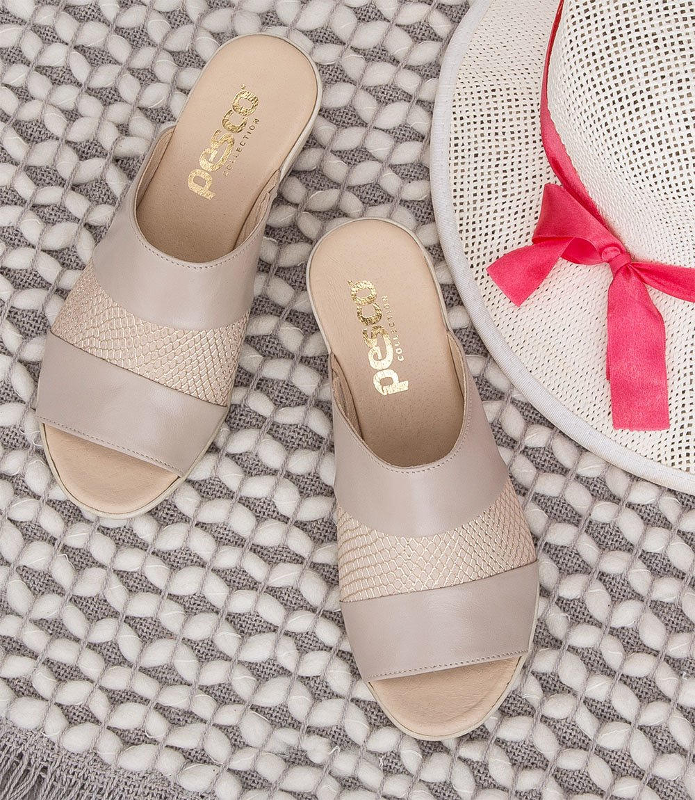 Klapki damskie Pesco 1539 Beżowe