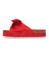 Klapki damskie z kokardą Pinkai W004 Czerwone