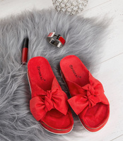 Klapki damskie z kokardą Pinkai W004 Czerwone