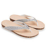 SREBRNE JAPONKI DAMSKIE BROKATOWE NA KORKU