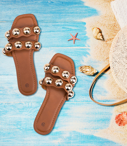 Klapki damskie N/M F-04-01 Brązowe