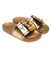 Klapki damskie Ideal Shoes T-9161 Złote