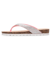 RÓŻOWE JAPONKI DAMSKIE BROKATOWE NA KORKU