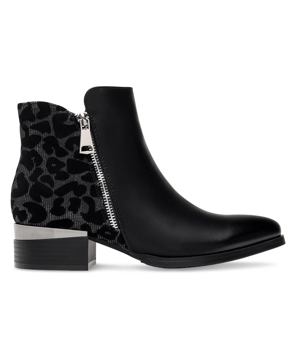 Botki damskie Super Mode 7477 Czarno-Srebrne