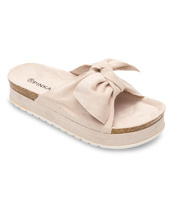 Klapki damskie z kokardą Pinkai W004 Beżowe