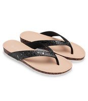 CZARNE JAPONKI DAMSKIE BROKATOWE NA KORKU