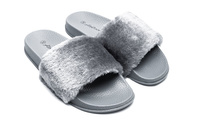 Klapki damskie z futerkiem LS-89070 Szare