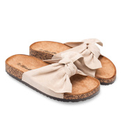 Klapki damskie z kokardą Bello Star S67 Beżowe