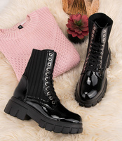 Botki damskie Sixth Sens C767 Czarne Lakierowane