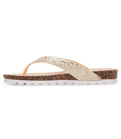 ZŁOTE JAPONKI DAMSKIE BROKATOWE NA KORKU