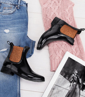 Kalosze damskie N/M Czarno - Miedziane