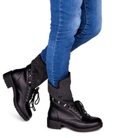 Botki damskie Ideal Shoes SU-2713 Czarne