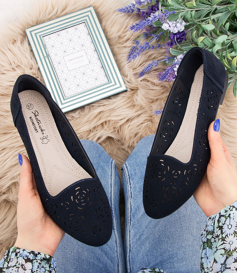 Balerinki damskie Skotnicki P-3-0584 Granatowe