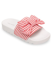 Klapki damskie Ideal Shoes T-9159 Biało-Czerw.