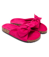 Klapki damskie z kokardą Laura Mode WL020 Fuksja