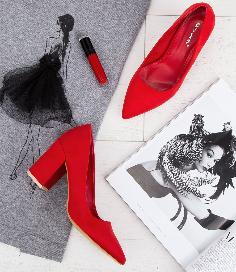 Czółenka damskie Ideal Shoes D-1232 Czerwone