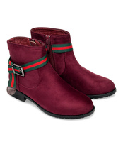 Botki damskie N/M 6119 Bordowe