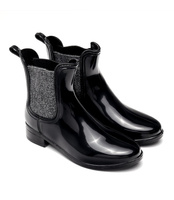 Kalosze damskie N/M Czarno - Srebrne