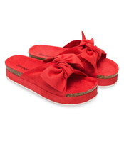 Klapki damskie z kokardą Pinkai W004 Czerwone