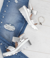 Sandałki damskie Shoesita 6293 Srebrne