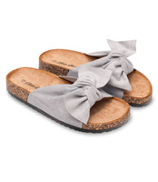 Klapki damskie z kokardą Bello Star S67 Szare