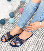 Kapcie damskie Natural Style NS-051 Niebieskie