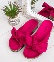 Klapki damskie z kokardą Laura Mode WL020 Fuksja