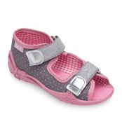 Sandałki dziecięce Befado 242P082 Szaro-Różowe