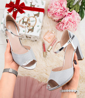 Sandałki damskie Laura Mode WXL001 Srebrne