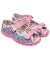 Sandałki dziecięce Befado 969X093 Szaro-Różowe