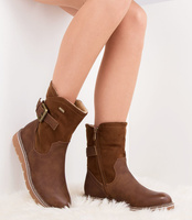 Botki damskie Ideal Shoes BM-9063 Brązowe