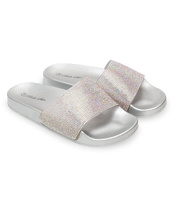 Klapki damskie z cyrkoniami Bello Star S66 Srebrne