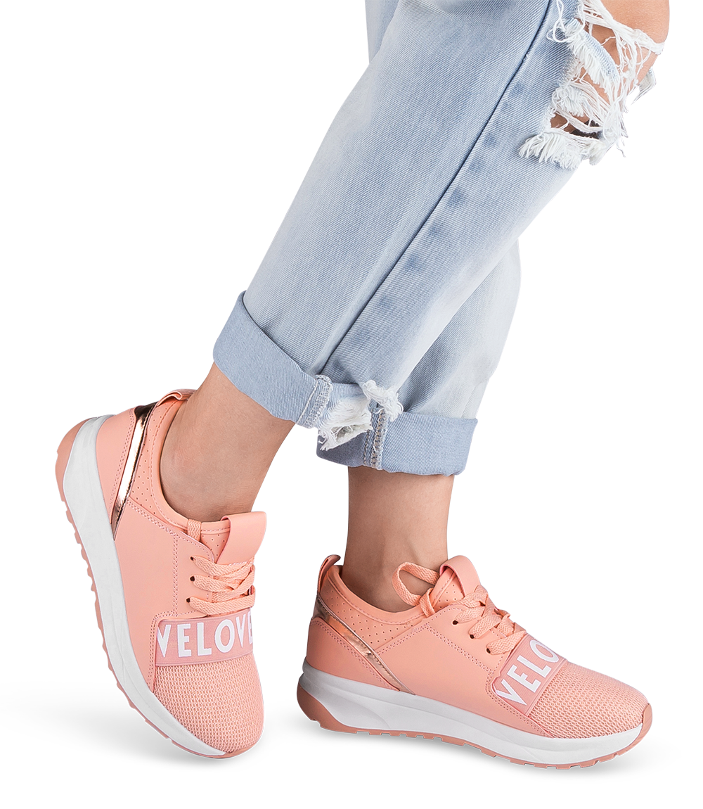 Buty sportowe damskie Ideal Shoes X-9703 Różowe